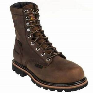 JUSTIN MENS PULLEY BROWN LACE UP BROWN WATERPROOF COMP TOE BOOTS WK630