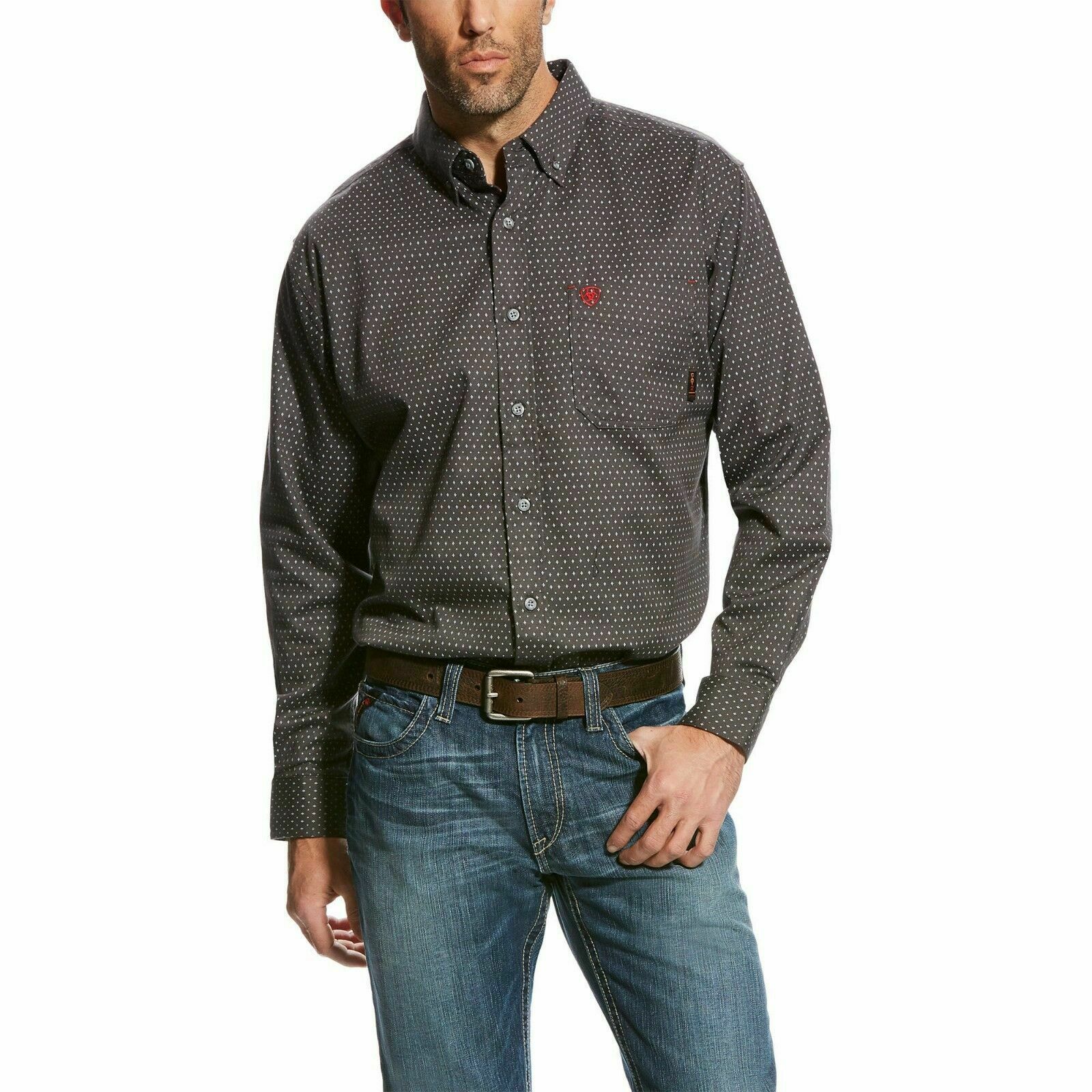 Ariat Men's Waco Gray FR Long Sleeve Button Work Shirt
