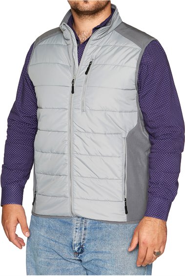 Justin Men's Puffer Gray Zip-up Water/Wind Resistant Vest