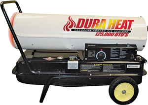 Dura Heat DFA135C Kero Forced Air Heater with Thermostat, 10 gal Fuel Tank, Kerosene, 135000 Btu, Wh