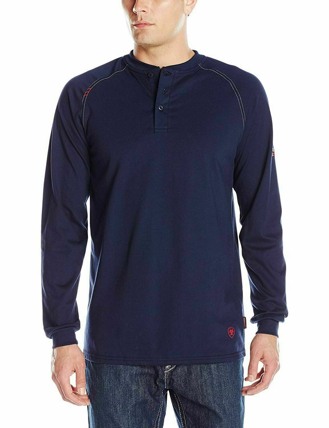 Ariat Men's Navy FR Long-Sleeve Henley Shirt