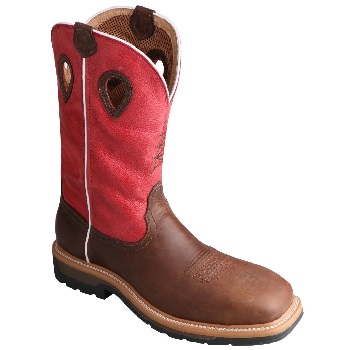 TWISTED X MENS RED/BROWN OIL RIG WATERPROOF COMP TOE WORK BOOTS MLCCW01