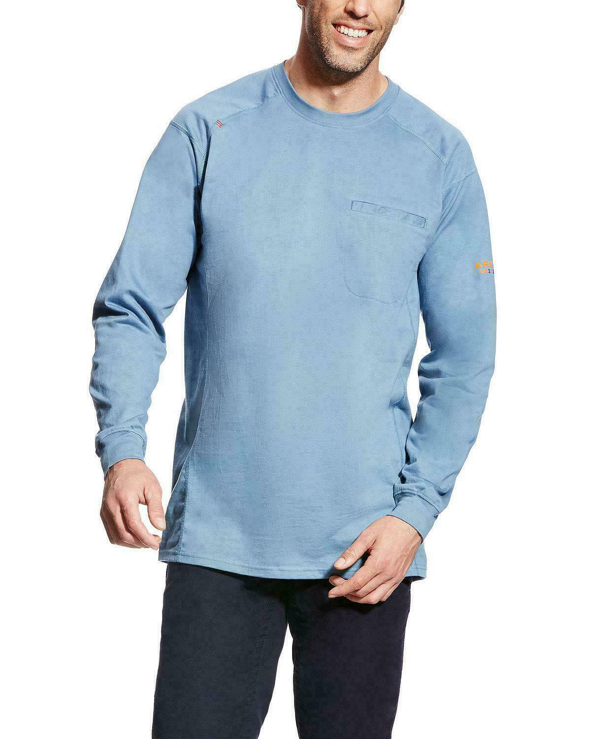 Ariat Men's FR Air Crew Steel Blue Long Sleeve Shirt