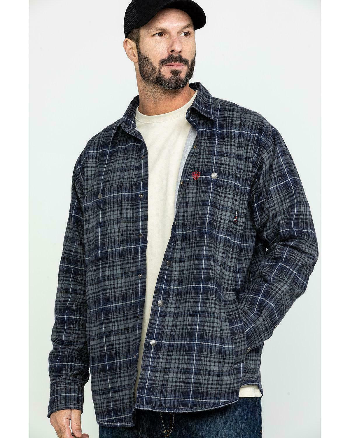 Ariat Men's FR Gray Plaid Flannel Shirt