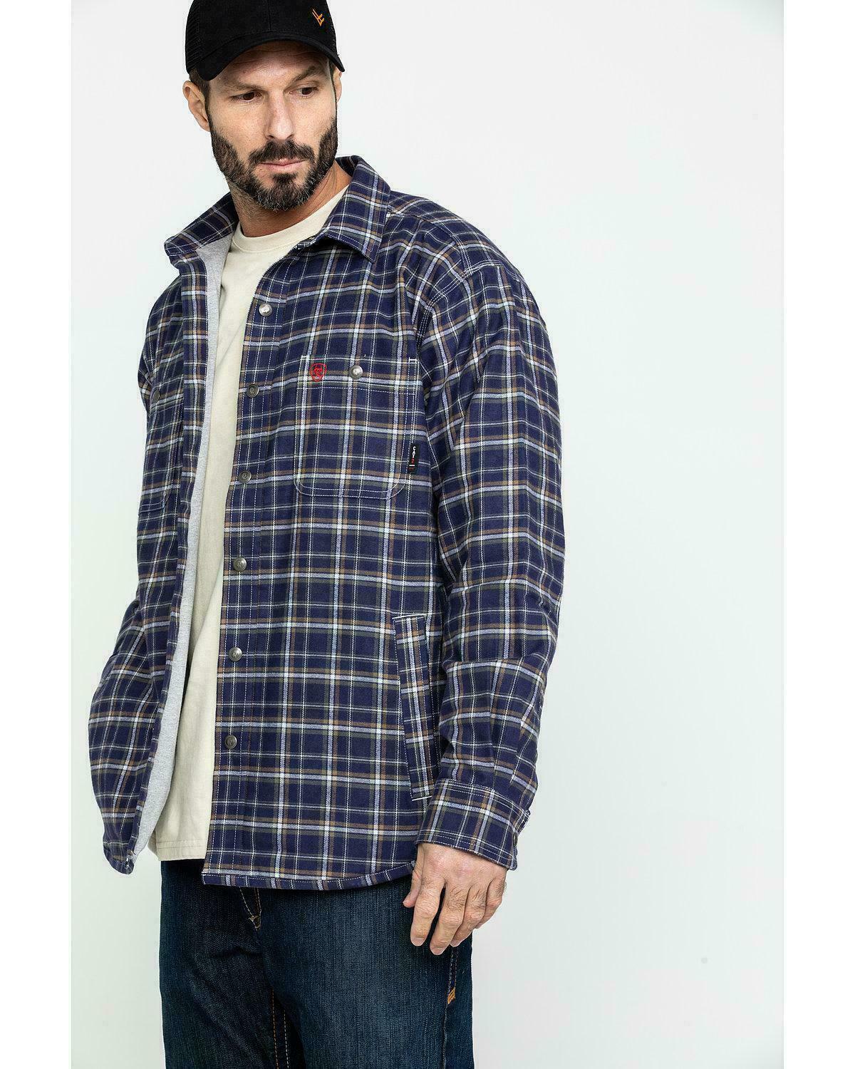 Ariat Men's FR Navy Plaid Flannel Jacket