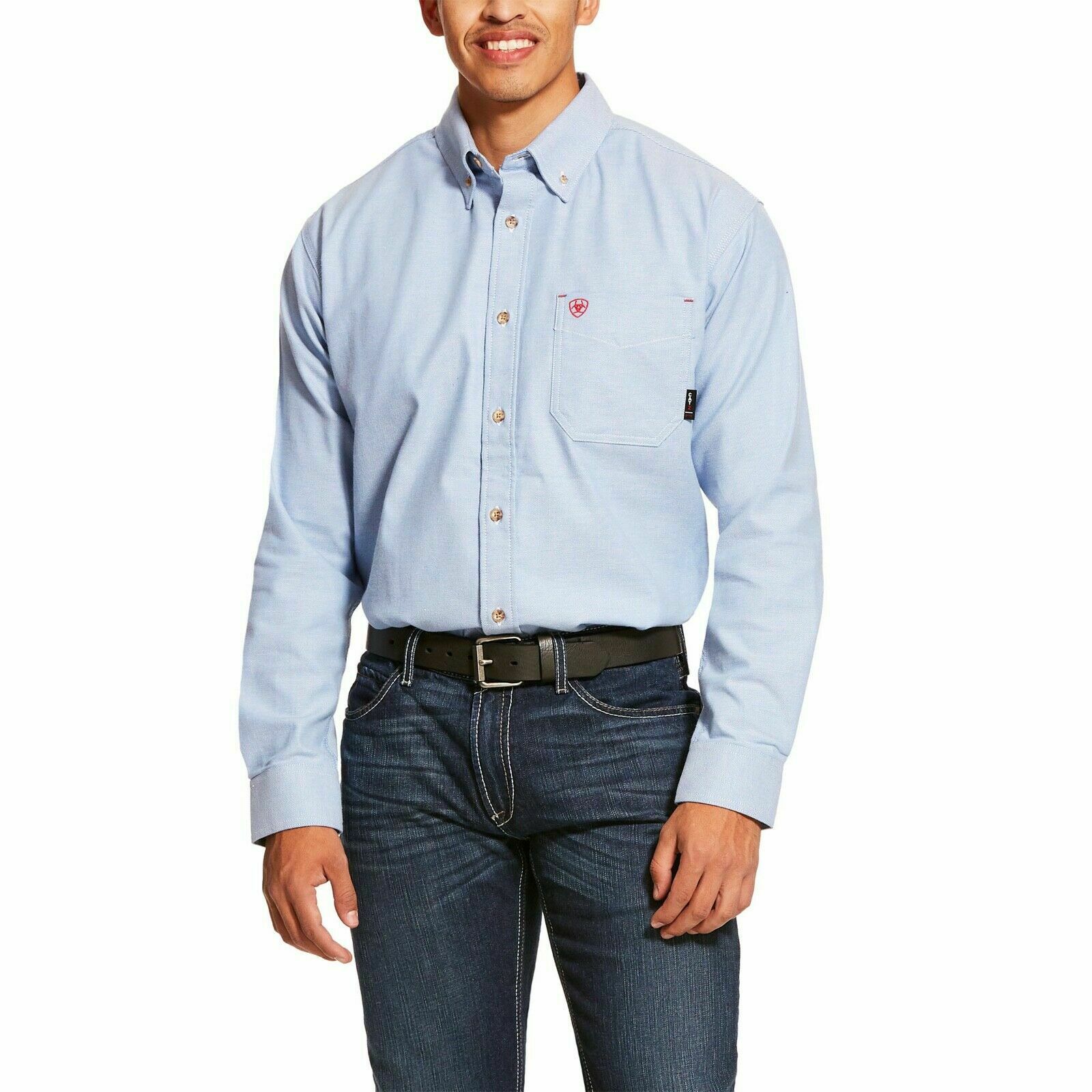 Ariat Men's FR Solid Blue Twill DuraStretch Work Shirt