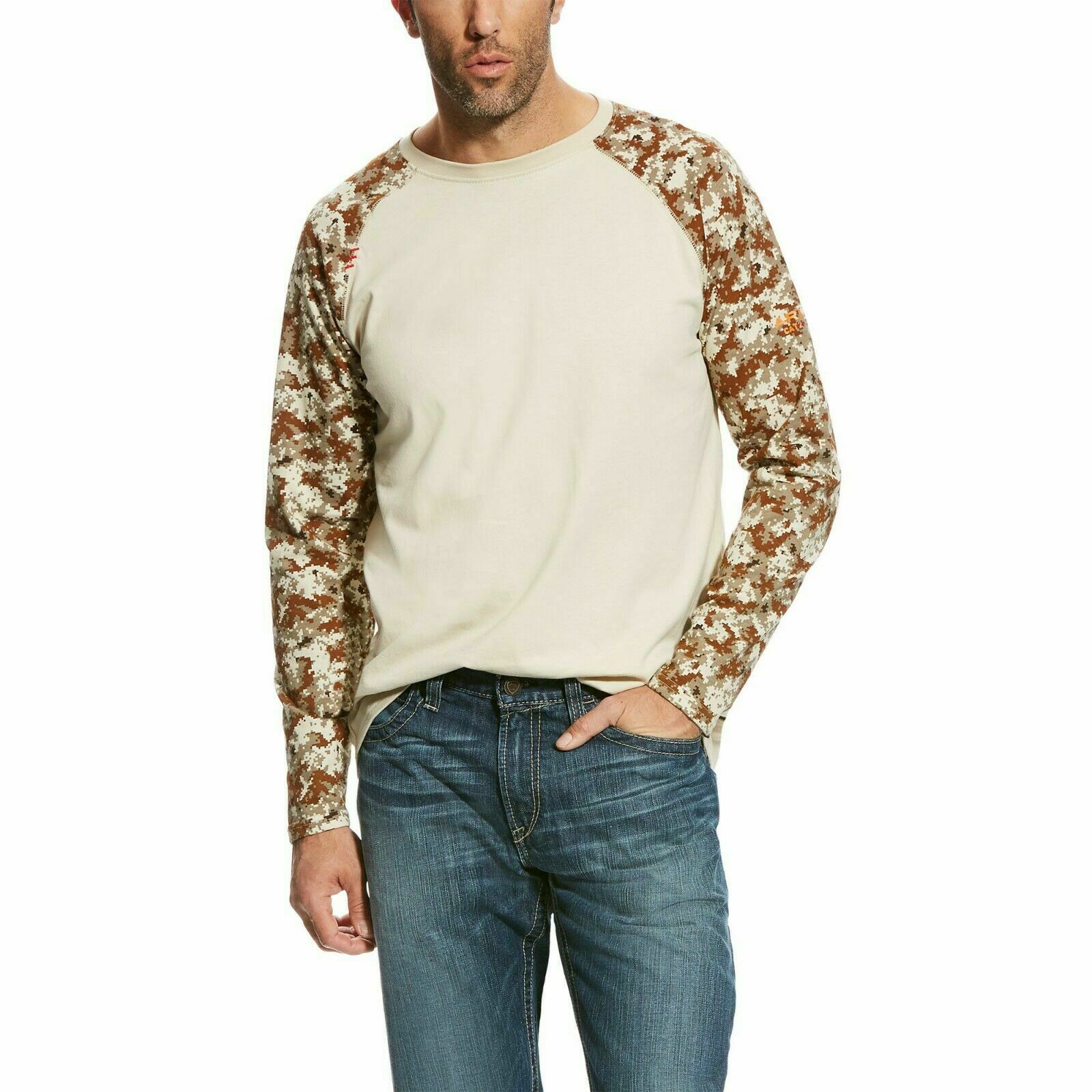 Ariat Men's FR Sand Digi-Camo Baseball Tee Shirt