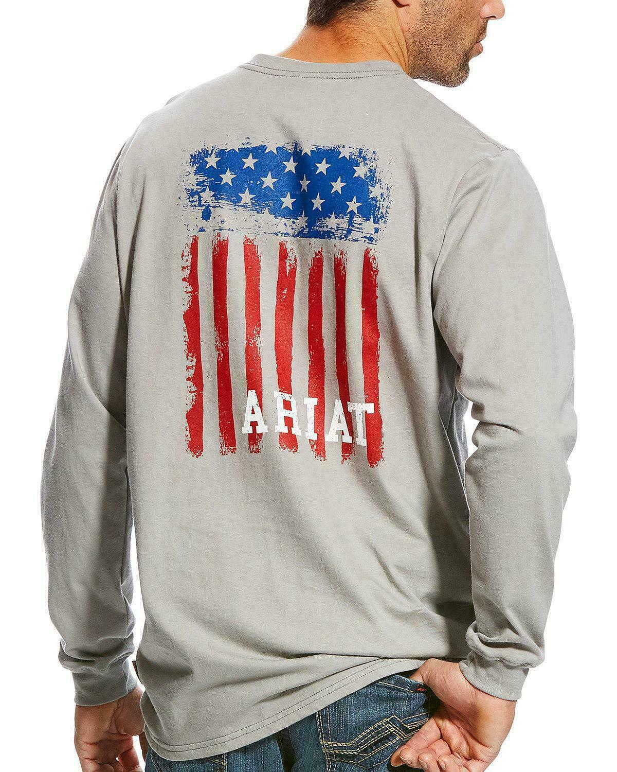 Ariat Men's FR Silver Fox Americana Long Sleeve Graphic Crew Shirt