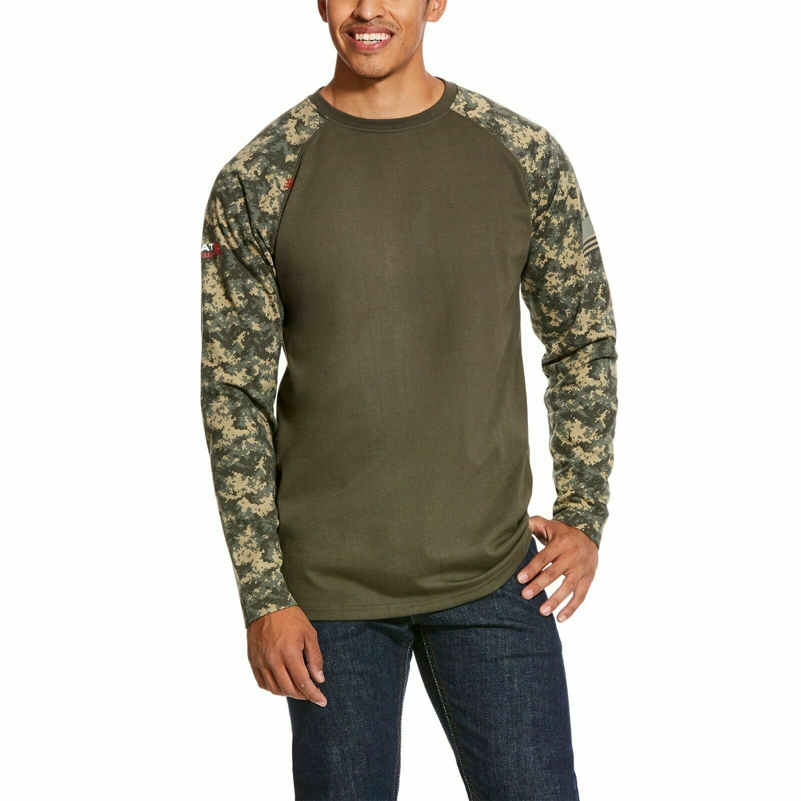 Ariat Men's FR Sage Digi-Camo Baseball Tee Shirt