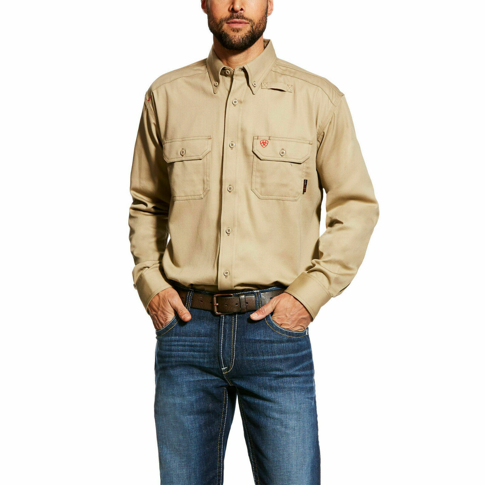 Ariat Men's Khaki FR Long Sleeve Work Shirt