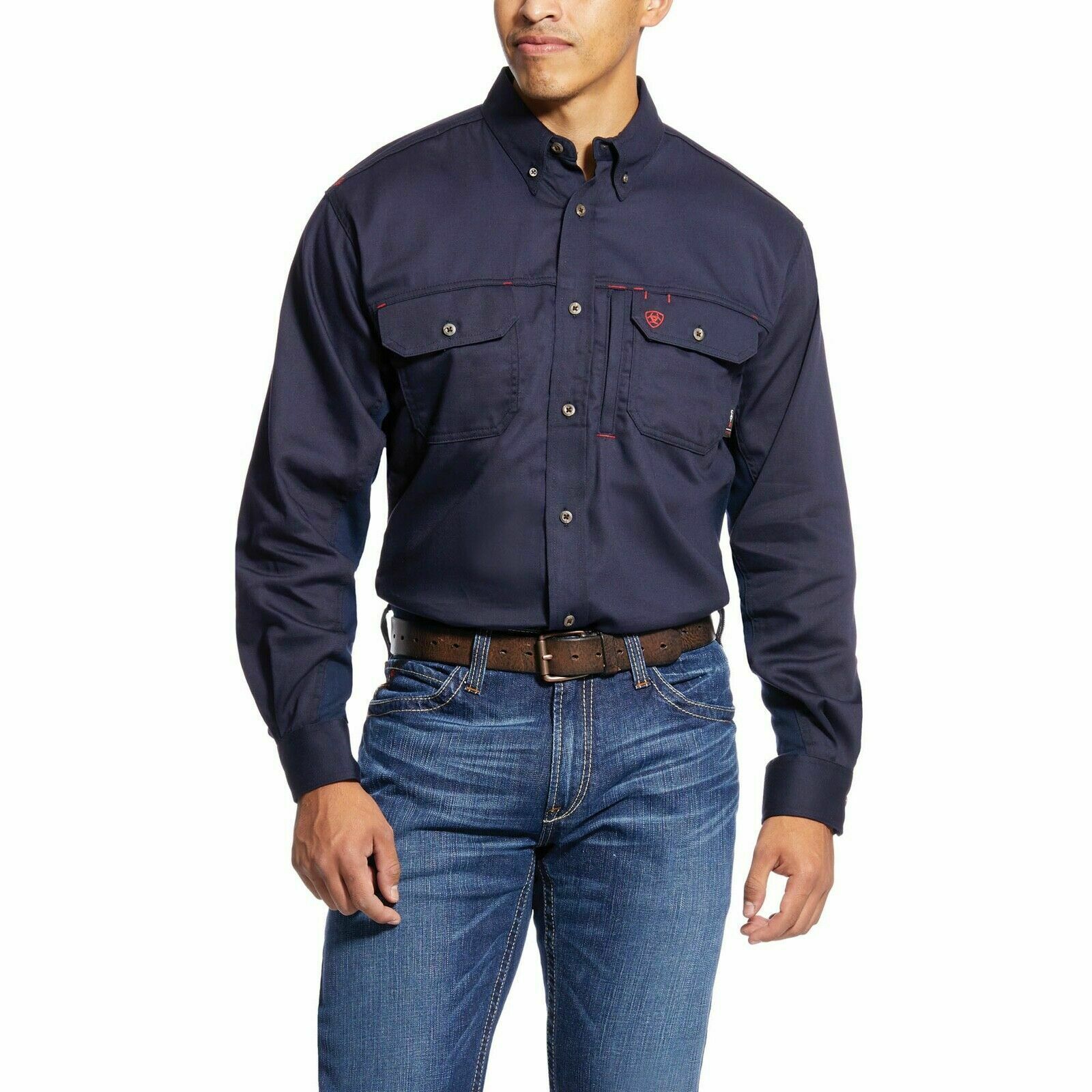 Ariat Men's FR Navy Solid Vent Work Shirt