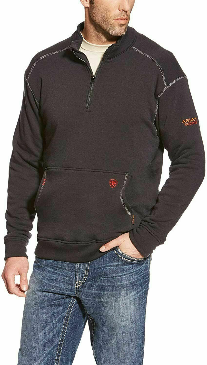 Ariat Men's FR Polartec Black Fleece 1/4 Zip Sweatshirt