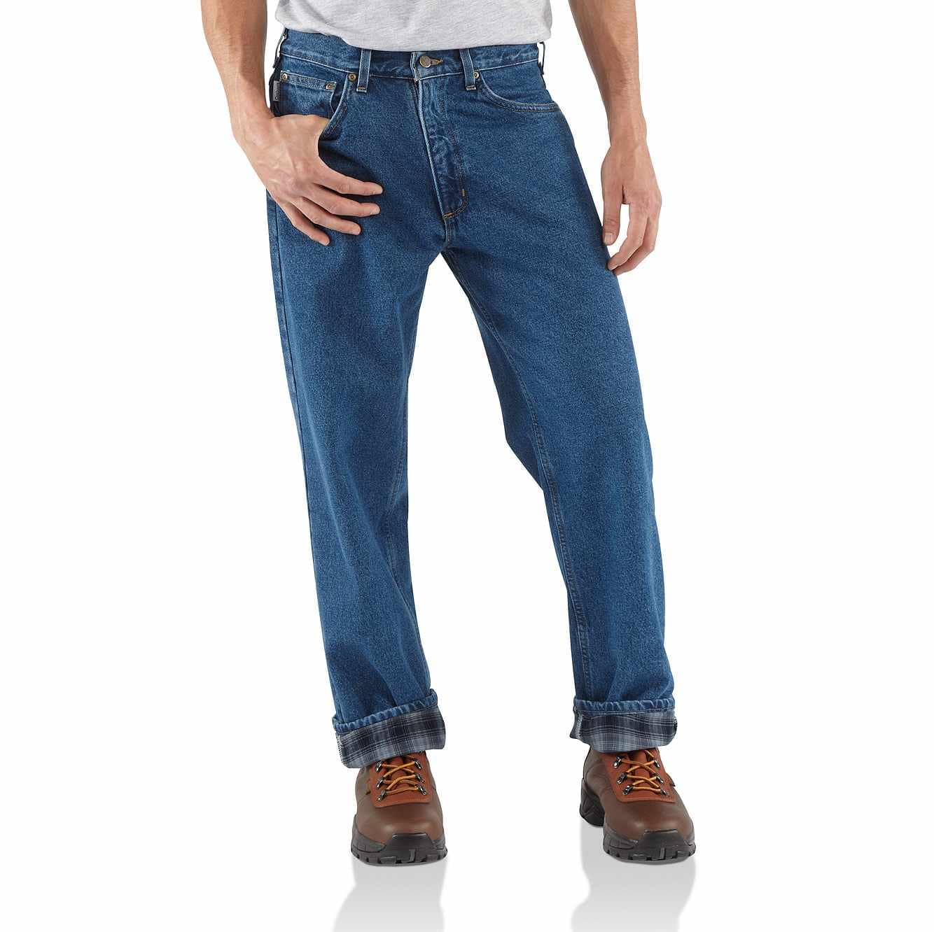 Carhartt Men's Flannel Lined Relax Fit Straight Leg Jeans
