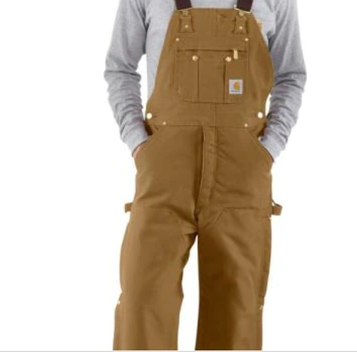 Carhartt Men's Quilt-Lined Zip-To-Thigh Brown Bib Overalls