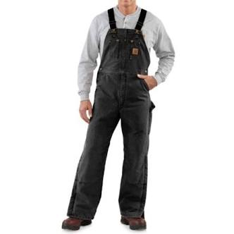 Carhartt Men's Quilt Lined Sandstone Black Bib Overalls