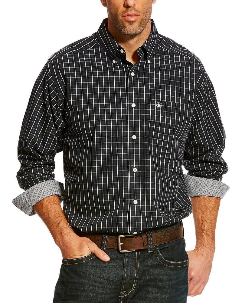 Ariat Pro Series Men's Zellar Long Sleeve Black Plaid Button Shirt