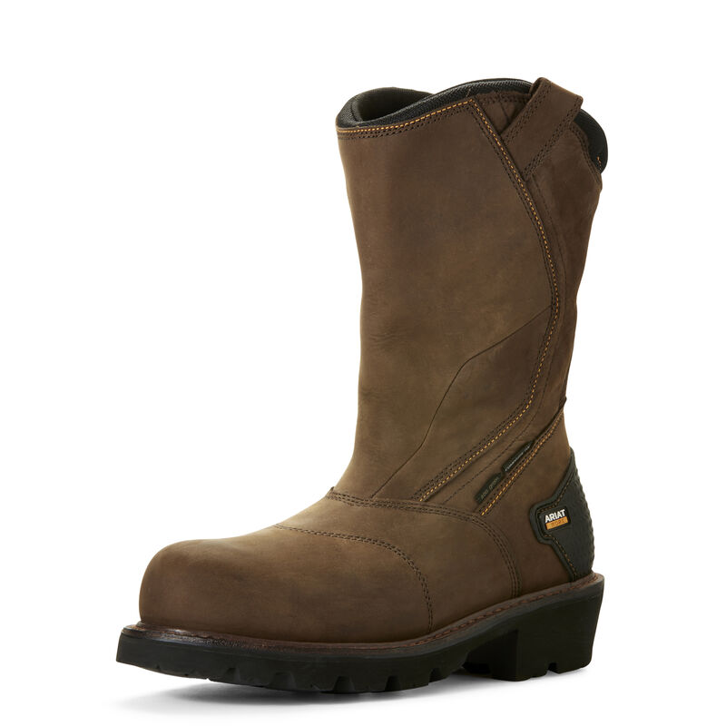 Ariat Men's Powerline 11" Oily Distressed Brown Waterproof Composite Toe Work Boots