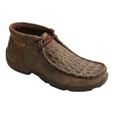 TWISTED X MENS BROWN CAYMAN PRINT COMP TOE DRIVING MOC MDMAL02 