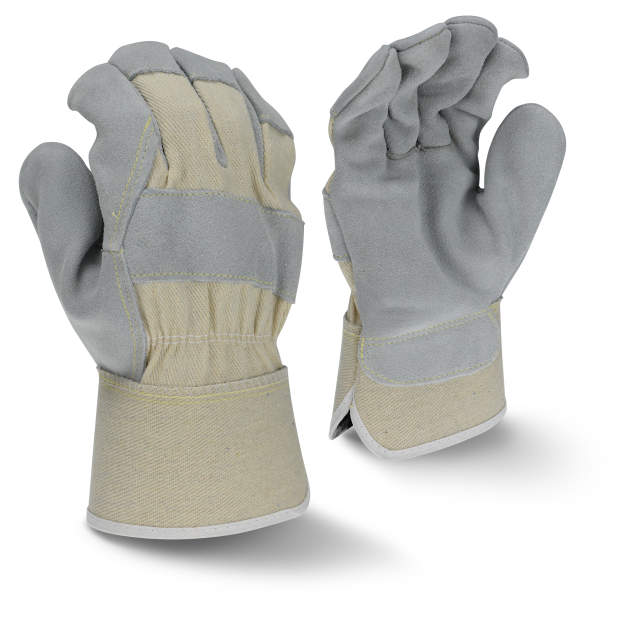 GREY LEATHER GAUNT. GLOVE LRG