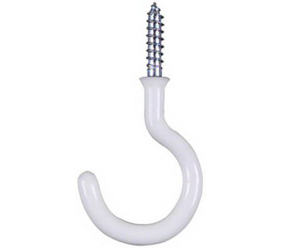 CUP HOOK WHT VNYL CTD 1-1/2IN