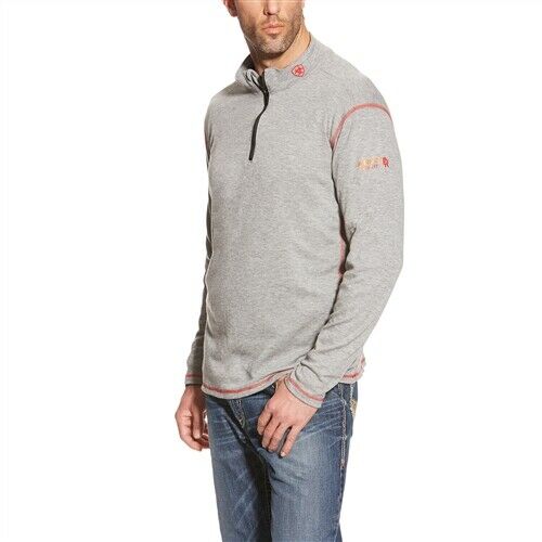 Ariat Men's FR Polartec Heather Gray 1/4 Zip Pullover