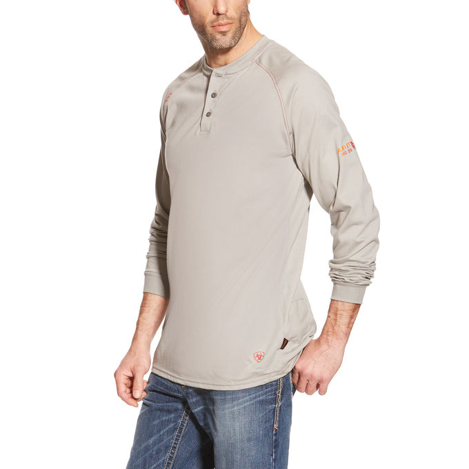 Ariat Men's FR Long-Sleeve Silver Fox Henley Shirt