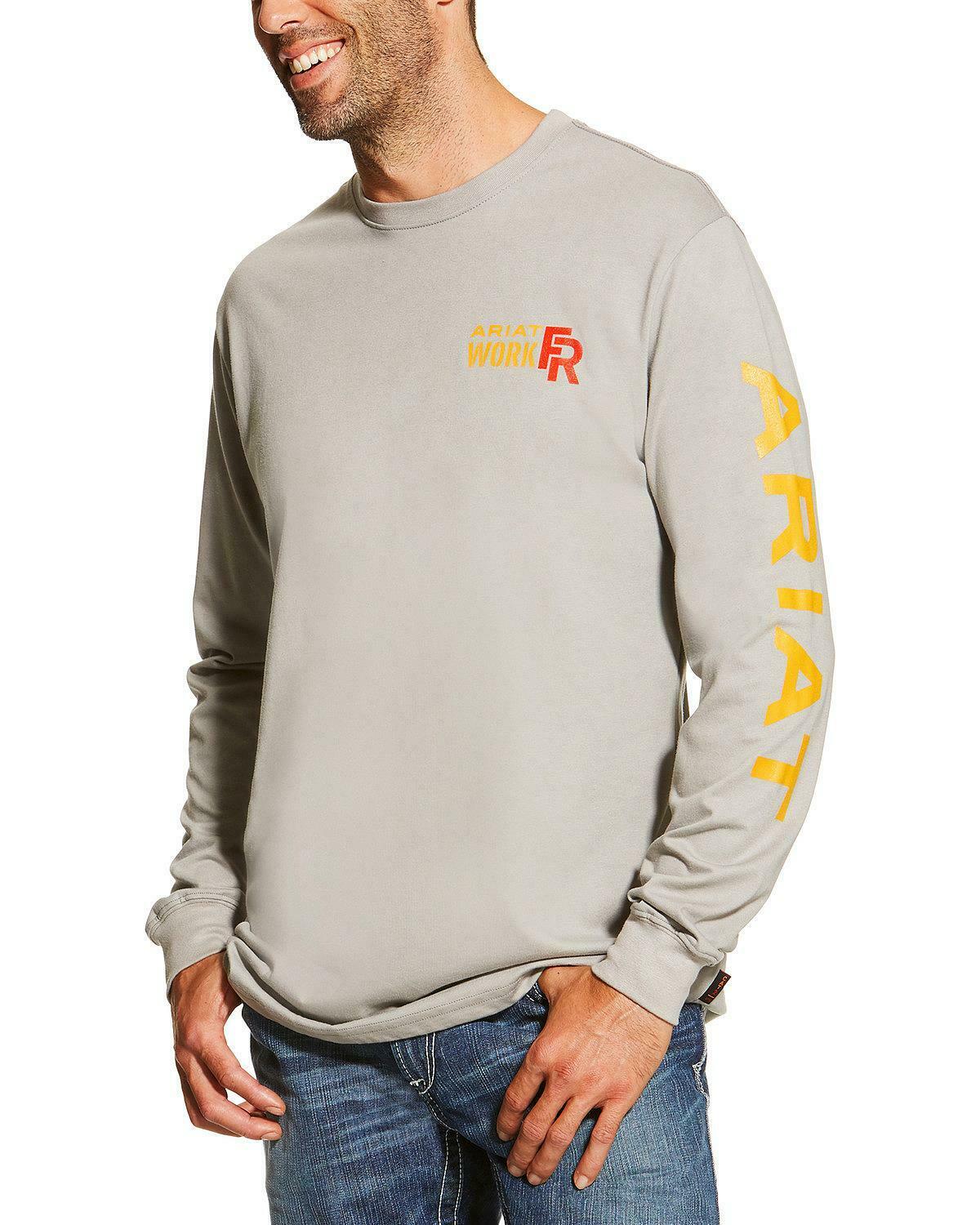 Ariat Men's Gray FR Logo Long Sleeve Shirt