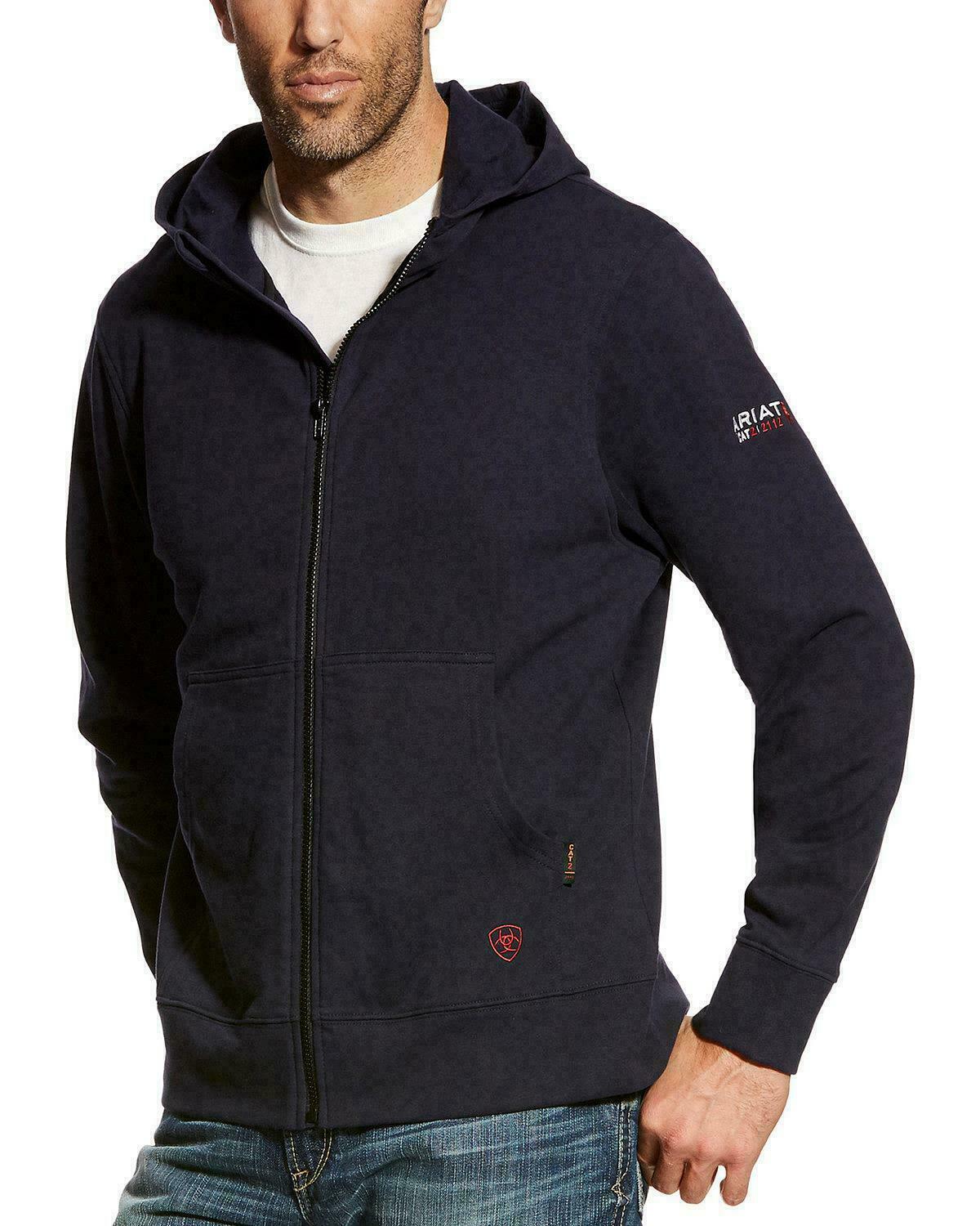 Ariat Men's FR Full Zip Navy Hoodie 