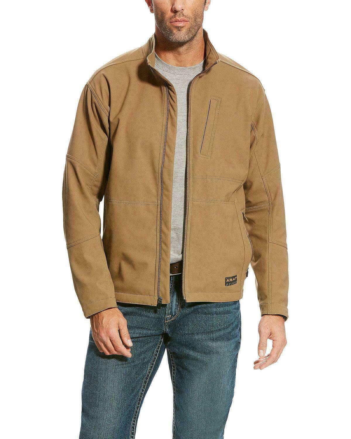 Ariat Men's Khaki Rebar Stretch Canvas Softshell Jacket